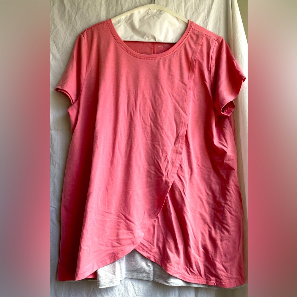 Motherhood maternity nursing shirts, one pink one black, size L